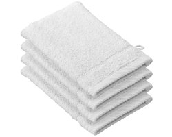 De Witte Lietaer Washandjes Stephanie White - 15 x 21 cm - set 4 stuks - Wit - Katoen