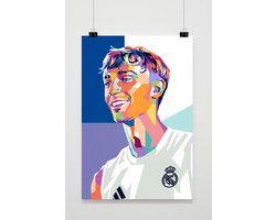 Dean Huijsen Poster - Voetbal Posters - Sport - Pop Art - Atleet - Verdediger - Wanddecoratie Woonkamer - 180 gram papier - S7030 - Formaat 50 x 70cm