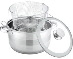 DeBlock DM-1223 Frituurpan RVS Ø 24cm met Glazen Deksel inductie - 6.5 Liter