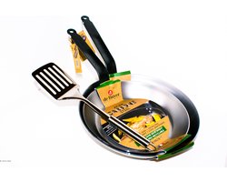 DeBuyer Carbone Plus Koekenpannen Pannenset Inductie - Zonder Anti Aanbaklaag - PFAS vrij - Inclusief Spatel