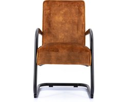 DECA Luxe Vergaderstoel Dunton kleur Cognac stof 100% polyester velours gebreid met onderstel zwart metaal en voorzien van armleggers