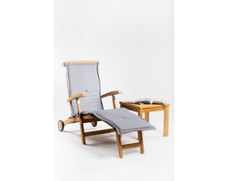 Deckchair met wielen met Vierkant tafeltje | Licht Grijs Kussen