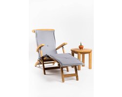 Deckchair zonder wielen met Rond tafeltje | Licht Grijs Kussen