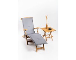 Deckchair zonder wielen met Slate tafeltje | Licht Grijs Kussen