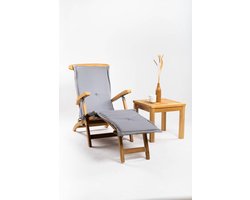 Deckchair zonder wielen met Vierkant tafeltje | Licht Grijs Kussen