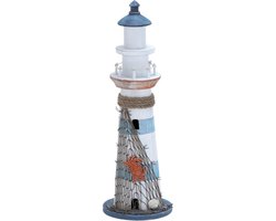 Deco 79 Wood Lighthouse 16" H, 6" W-78715, Multicolor, 16" x 6"