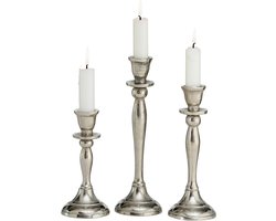 Deco by Boltze Kaarshouders - metaal - zilverkleurig - tot 21 cm - Dinerkaarsen kandelaars