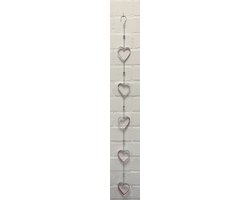 Deco hanger "Hart" met metalen ketting - Zilveren ketting + rood hart - lengte 108 cm - Woondecoratie - Woonaccessoires