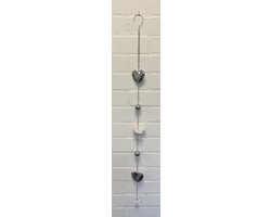 Deco hanger "hart + vogel" met metalen ketting - Zilveren ketting + witte vogel - lengte 105 cm - Woondecoratie - Woonaccessoires