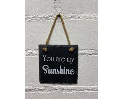 Deco leisteen met ophangkoordje - vierkant - You are my sunshine - 10x10 cm - Woonaccessoires