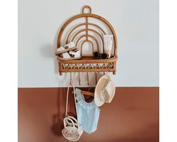 Deco Moda - Rotan wandrek - regenboog rekje - rotan wanddecoratie - rotan wandplank - wandrek babykamer babykamer decoratie - wanplank babykamer - wandplank kinderkamer - kinderkamer rekje