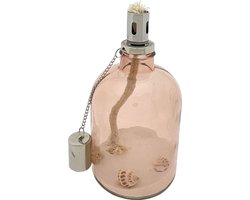 Deco olielamp - Met Wit Zand En Schelpen - 22 x 11 cm - Peach