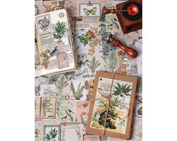 Deco Sticker- & Papierset - Vintage Green Plant - 200 stuks - - Bullet Journal Stickers - Planner Agenda Stickers - Scrapbook stickers /papier - Hobbypapier - Stickers en hobbypapier voor volwassenen en kinderen