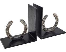 Deco4yourhome® - Boekensteun - Hoefijzer - Old Metal - Black - Zwart