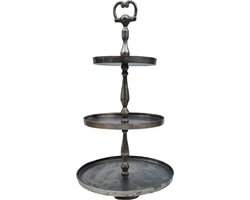 Deco4yourhome® - Etagere - 3 Laags - Antiek Zilver - Silver Antique - XXL - 69cm