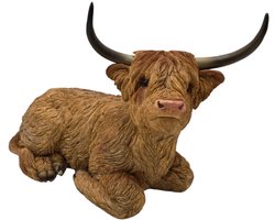Deco4yourhome® - Schotse Hooglander Groot - Liggend - Beeld - Decoratie - Polyester