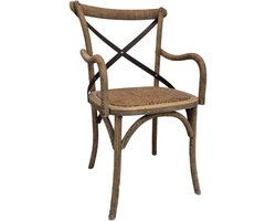 Deco4yourhome® - Stoel Ruud - met arm - IJzeren Kruis - Hout