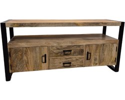 Deco4yourhome® - Tv Dressoir - Mangohout - 150cm - Staal - Dressoir - TV Meubel