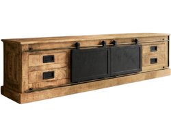 Deco4yourhome® - Tv Dressoir - Mangohout - 200cm - Industrieel - Metaal - Staal - Lotte