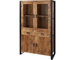 Deco4yourhome® - Vitrinekast - Mangohout - Staal - 110cm - Joa