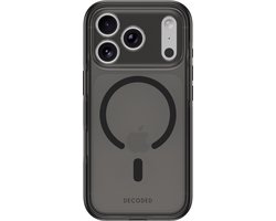 DECODED Transparant Hoesje voor iPhone 18 Pro / 17 Pro, 100% Gerecycled Materiaal, Geschikt voor MagSafe, DropSafe Valbescherming tot 3 Meter, Anti-vergelingstechnologie, Krasbestendig, Glazen Cameraknop in Bijpassende Kleur, Frosted Black
