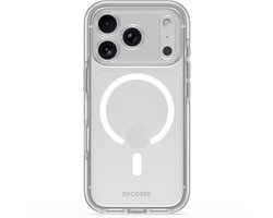 DECODED Transparant Hoesje voor iPhone 18 Pro / 17 Pro, 100% Gerecycled Materiaal, Geschikt voor MagSafe, DropSafe Valbescherming tot 3 Meter, Anti-vergelingstechnologie, Krasbestendig, Glazen Cameraknop in Bijpassende Kleur, Frosted White