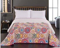 DecoKing - Lovetta dubbelzijdige beddensprei - polyester, o.a. paars en wit - 170x270cm