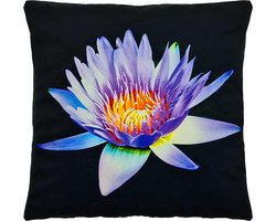 Decolenti | Sierkussenhoes | Purple Flower | Paars | Geel | Zwart | Groen | Wasbaar | Decoratie | 45cm x 45cm