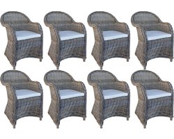 Decomeubel - Rotan Stoel Kubu Grey met wit Kussen - set van 8 stoelen