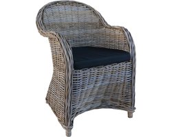 Decomeubel - Rotan Stoel Kubu Grey met zwart Kussen - 1 stoel