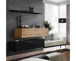 Deconation Set of 3 wall furniture Switch Dresser II - Black and Beige - L 130 x H 110 x D 40 cm
