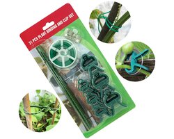 Decopatent - 31-delige Set - Binddraad + Plantklemmen + Planten Clips - Groen - Mix van Formaten - Complete Plantenklem Set - Tuinaccessoires - Eenvoudig te bevestigen