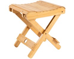 Decopatent - Bamboe Bijzet Kruk - Inklapbare kruk - Bamboe Hout - Inklapbaar krukje - Badkamerkruk - Kinderkruk - Belastbaar tot 80 KG - Afm: 28.3 x 29 x 26 Cm