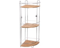 Decopatent® - Doucherek - 3 Laags - Hangend of Staand Badrekje - Rvs Metaal - Bamboe - Ophangbaar Hoek Badkamer Douchemandje