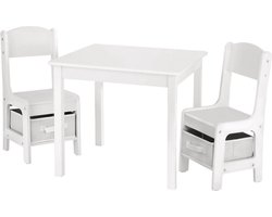 Decopatent® Kindertafel met stoeltjes van hout - 1 tafel en 2 stoelen voor kinderen - Kleurtafel - Speeltafel - Zitgroep Set
