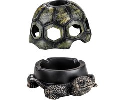 Decopatent® Schildpad Tafel Asbak - Met afneembaar schildpadden deksel - Asbak Voor Binnen - Tafelasbak - 14 x 11 x 8 Cm