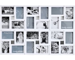 Decopatent - XL Fotolijst Collage voor 24 Foto's van (15x10 & 10x15 Cm) - Fotolijsten - Fotolijstje met 24 fotokaders - 85.5 x 57 Cm - Wit