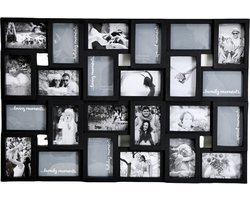 Decopatent - XL Fotolijst Collage voor 24 Foto's van (15x10 & 10x15 Cm) - Fotolijsten - Fotolijstje met 24 fotokaders - 85.5 x 57 Cm - Zwart