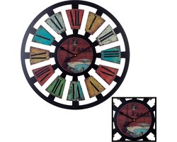 Decopatent® XL Ronde Wandklok 60 Cm PARIS - Muurklok - Keuken - Woonkamer - Industrieel - Modern - Landelijk - Klok - Hout