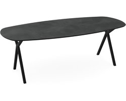 Decor eettafel beton donker - Deens ovaal - Scissor onderstel - beton tafel