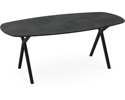 Decor eettafel beton donker - Deens ovaal - Scissor onderstel - beton tafel