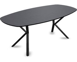 Decor eettafel beton donker - Deens ovaal - VV onderstel - beton tafel