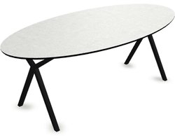 Decor eettafel beton licht - Ovaal - Scissor onderstel - beton tafel