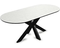 Decor eettafel beton licht - Plat ovaal - Matrix onderstel - beton tafel