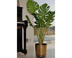 Decor Pot Messing Ø 26 cm - Stijlvolle Kunststof Pot met Onderzetter