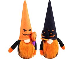 Decoratie - 2 Stuks Tafeldecor - Gezichtsloze Pop Beeldje met Pompoen Heks Hoed - Home Window Decoraties voor Vakantie Partij Geschenken