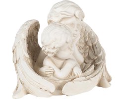 Decoratie Beeld Engel 16*10*12 cm Creme Kunststof Decoratief Figuur Decoratieve Accessoires Woonaccessoires