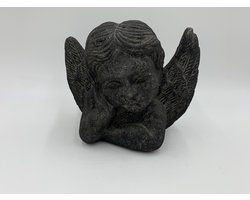 Decoratie beeld engel steen grijs stone antraciet 14,5 x 19 cm | 65526 | Home Sweet Home | Stoer & Sober Woonstijl