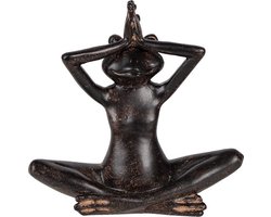 Decoratie Beeld Kikker 15*6*14 cm Zwart, Bruin Kunststof Decoratief Figuur Decoratieve Accessoires Woonaccessoires
