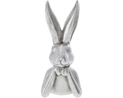 Decoratie beeld paashaas - borstbeeld - zilver - polyresin - 15 cm - haas / konijn - paasdecoratie